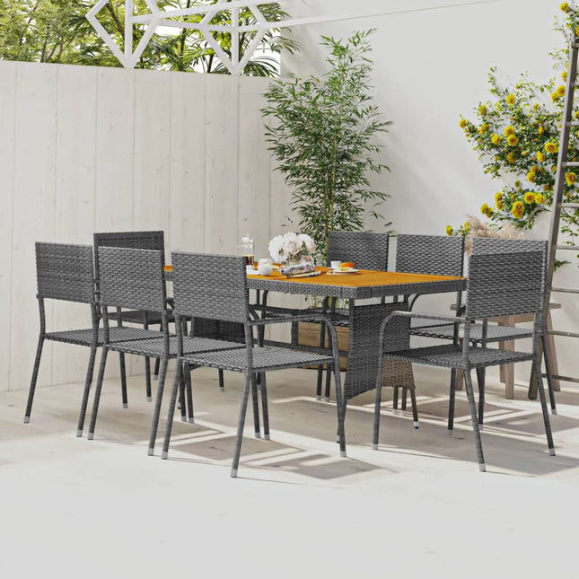 9-delige Tuinset poly rattan grijs