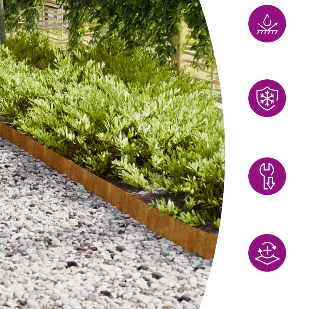 Gazonranden 10 stuks 10x103 cm flexibel cortenstaal