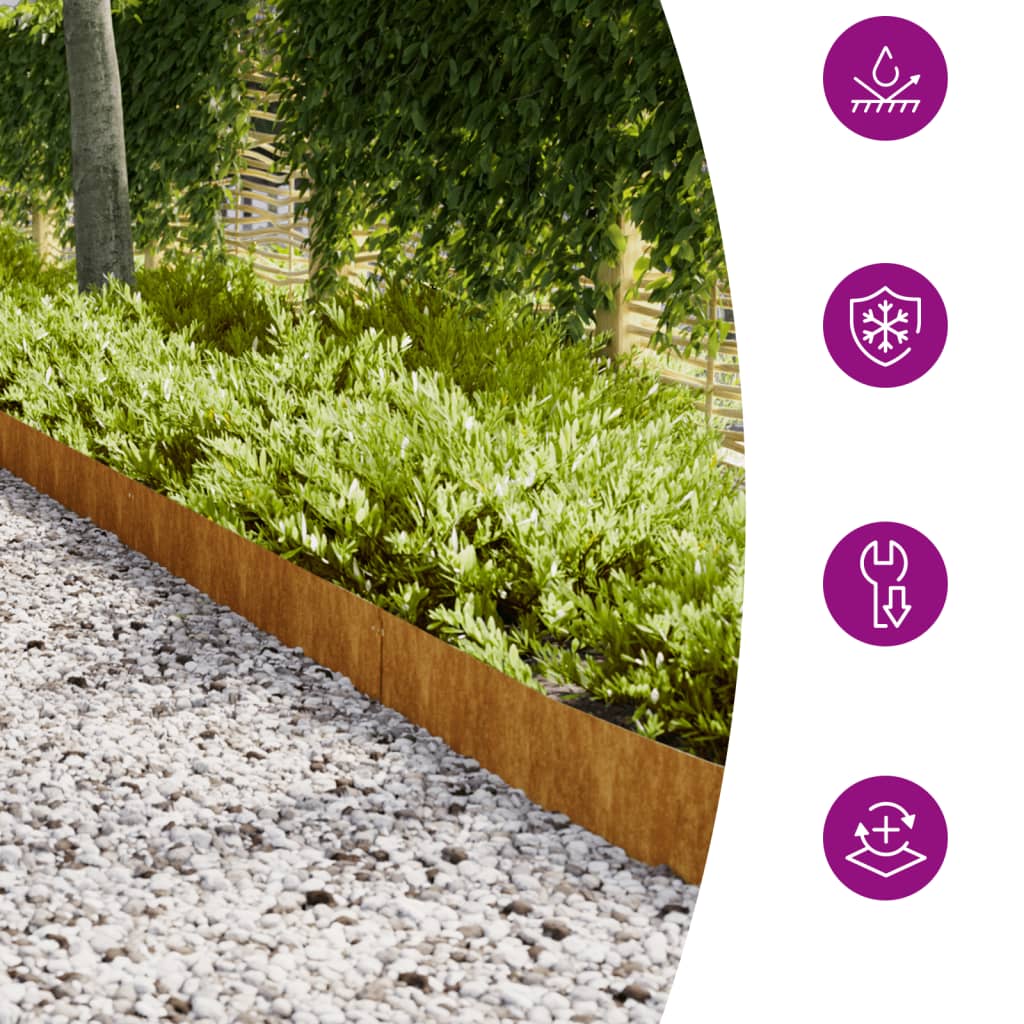 Gazonranden 10 stuks 15x103 cm flexibel cortenstaal