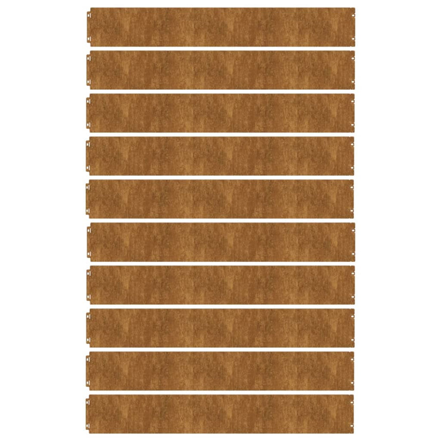 Gazonranden 10 stuks 15x103 cm flexibel cortenstaal