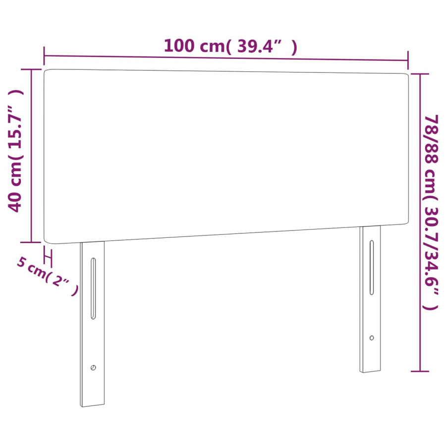 Hoofdbord 100 x 5 x 78/88 cm stof lichtgrijs 100 cm Laag