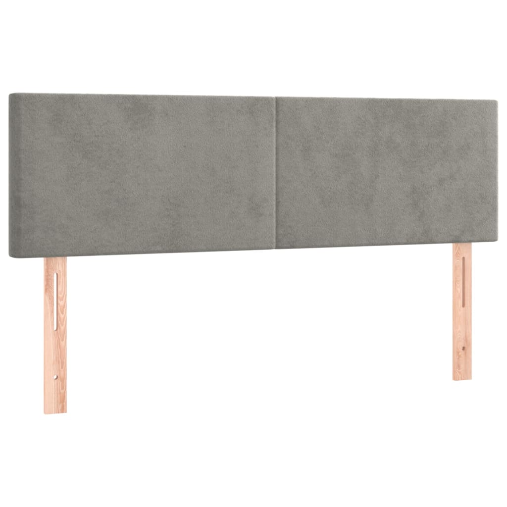 Hoofdborden 2 St 72X5X78/88 Cm Fluweel Lichtgrijs 144 cm Laag