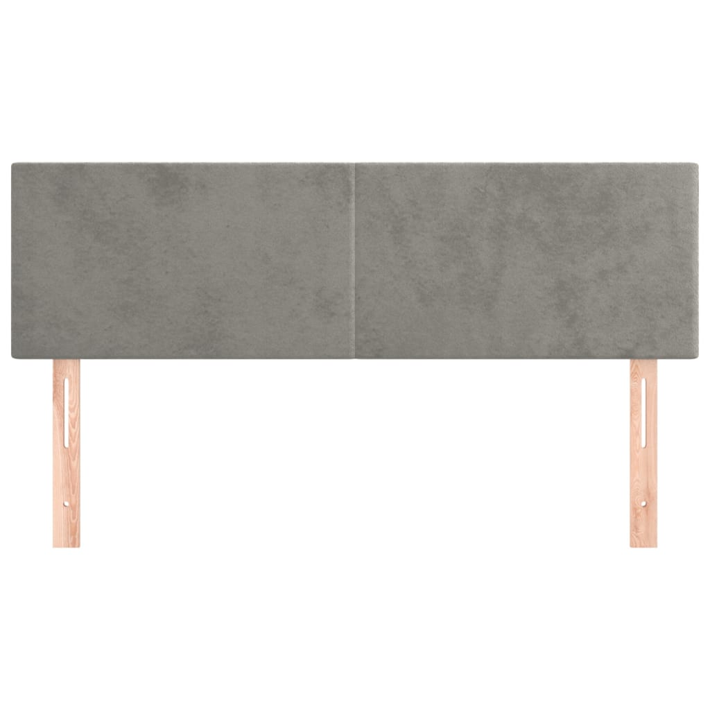 Hoofdborden 2 St 72X5X78/88 Cm Fluweel Lichtgrijs 144 cm Laag