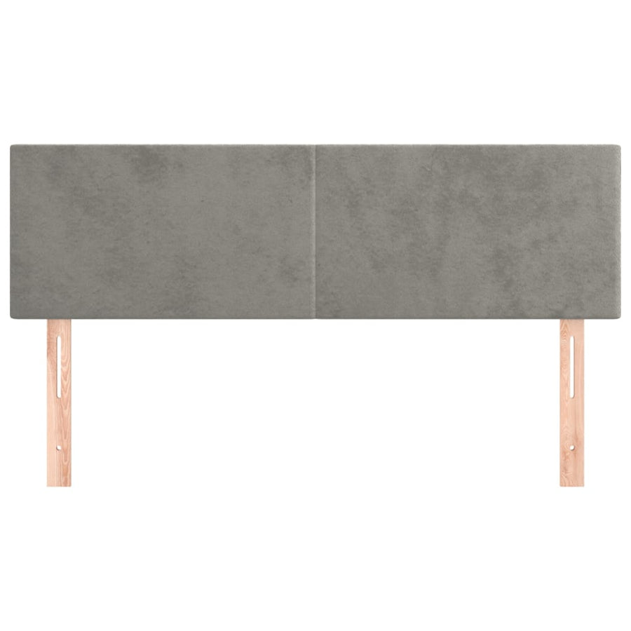 Hoofdborden 2 St 72X5X78/88 Cm Fluweel Lichtgrijs 144 cm Laag