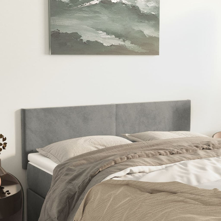 Hoofdborden 2 St 72X5X78/88 Cm Fluweel Lichtgrijs 144 cm Laag