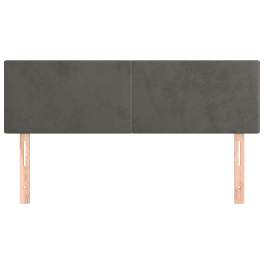 Hoofdborden 2 St 72X5X78/88 Cm Fluweel Donkergrijs 144 cm Laag