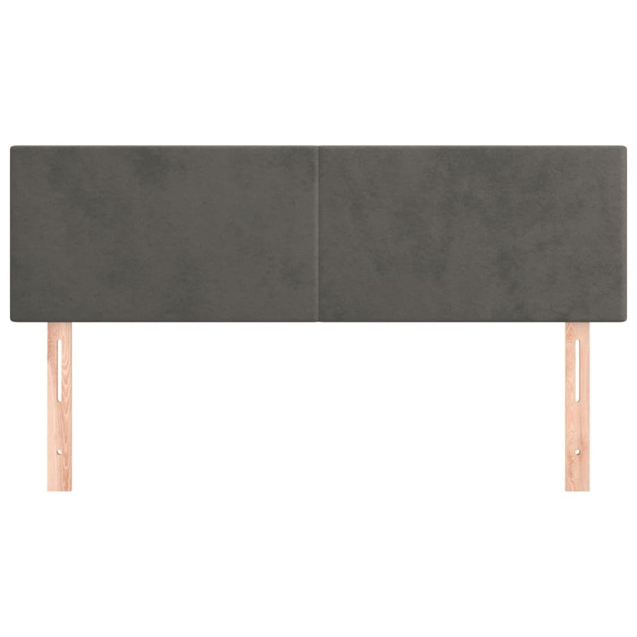 Hoofdborden 2 St 72X5X78/88 Cm Fluweel Donkergrijs 144 cm Laag