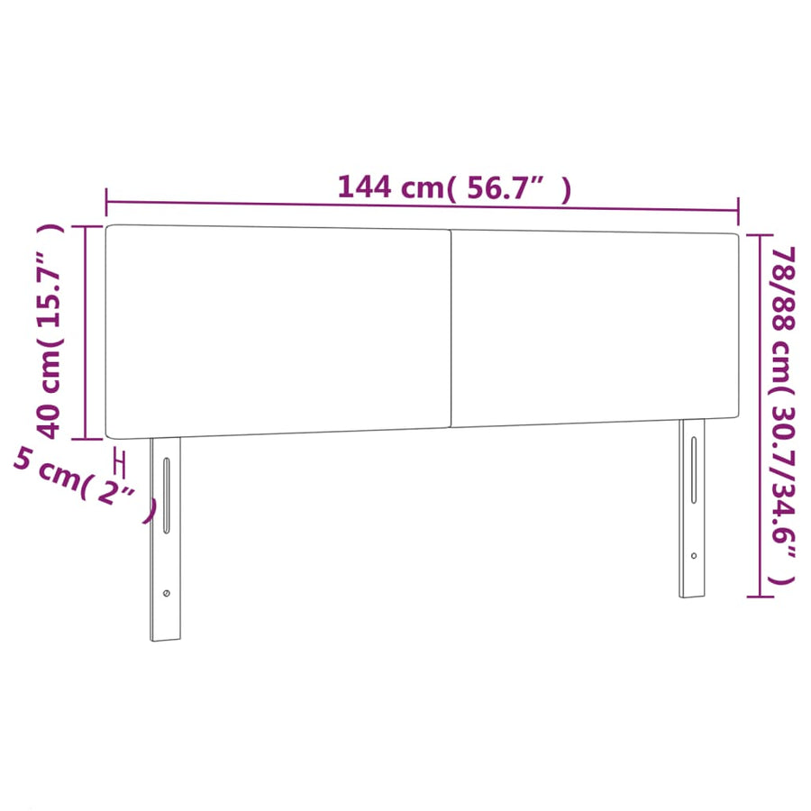 Hoofdborden 2 St 72X5X78/88 Cm Fluweel Donkergrijs 144 cm Laag