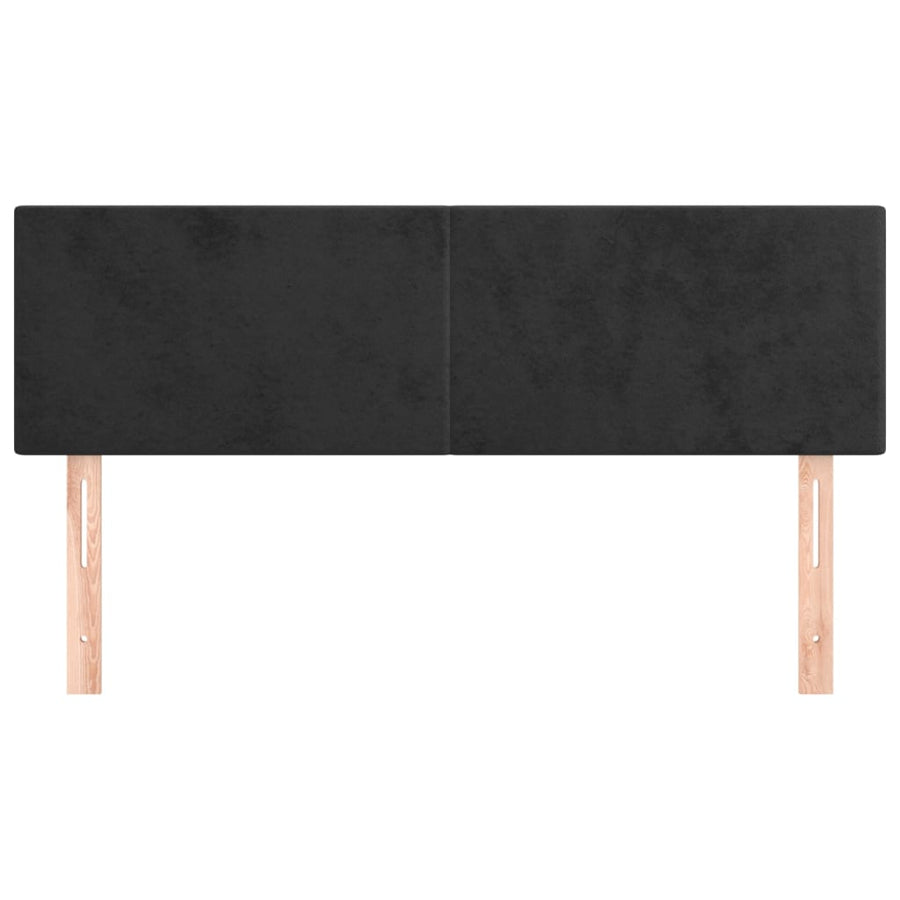Hoofdborden 2 St 72X5X78/88 Cm Fluweel Zwart 144 cm Laag