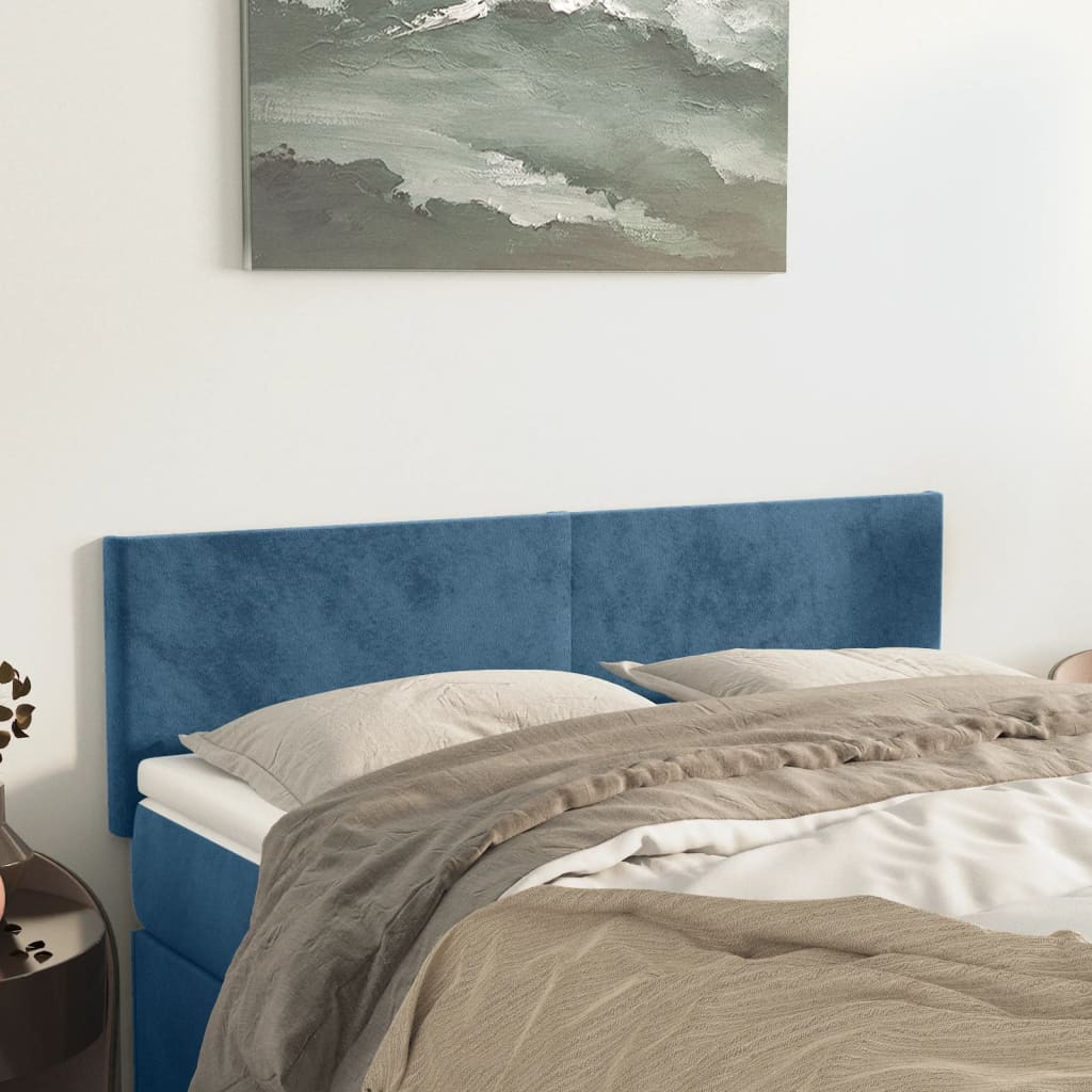 Hoofdborden 2 St 72X5X78/88 Cm Fluweel Donkerblauw 1 144 cm Laag