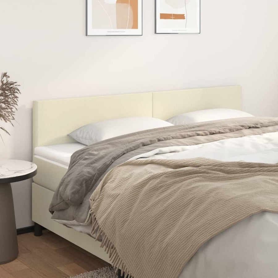 Hoofdborden 2 St 80X5X78/88 Cm Kunstleer Kleurig 1 160 cm Crème