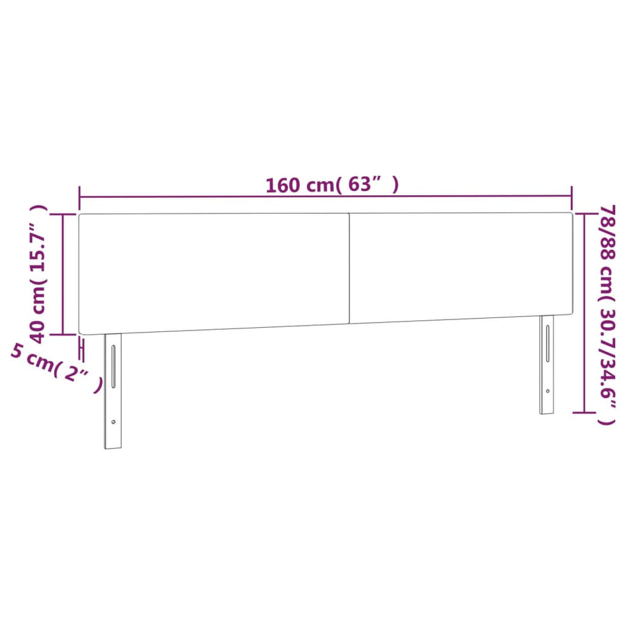 Hoofdborden 2 St 80X5X78/88 Cm Kunstleer Grijs 160 cm Laag