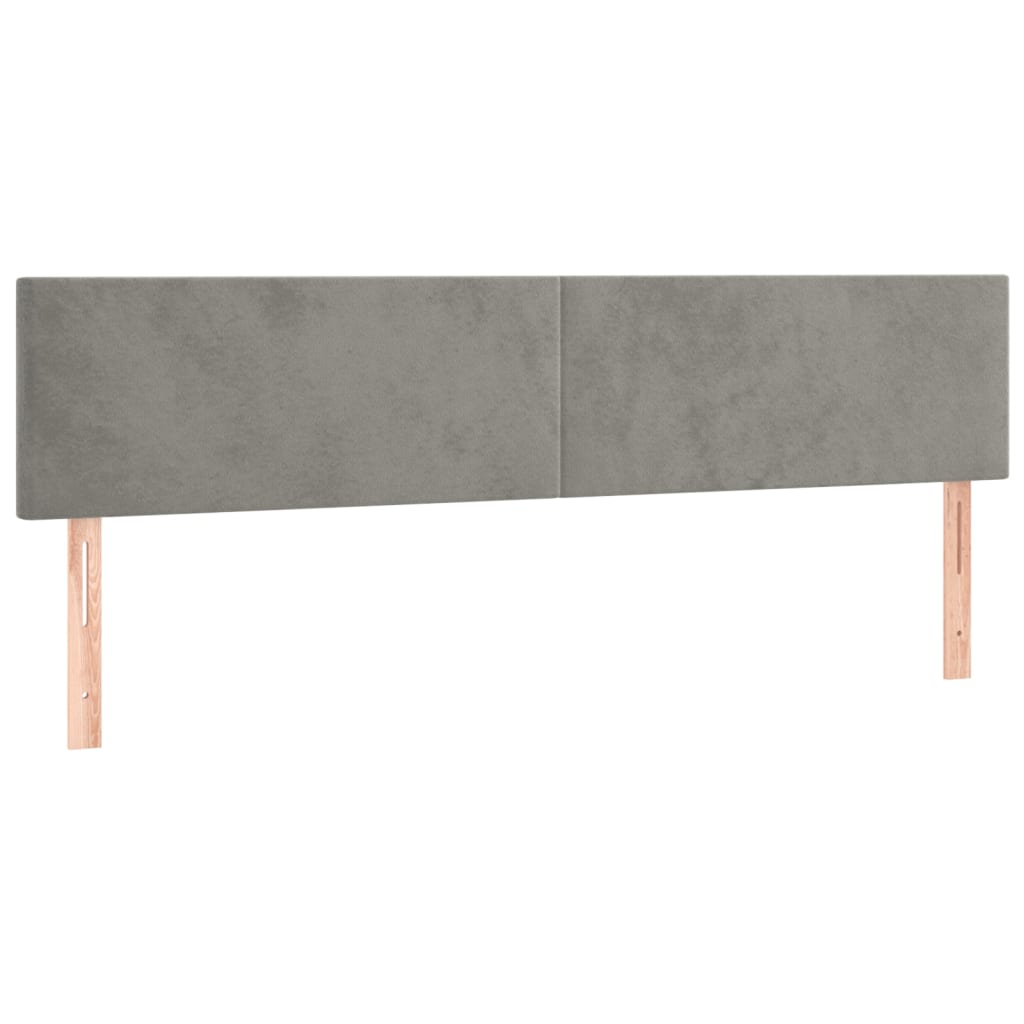 Hoofdborden 2 St 00 X 5 X 78/88 Cm Fluweel Lichtgrijs 200 cm Laag
