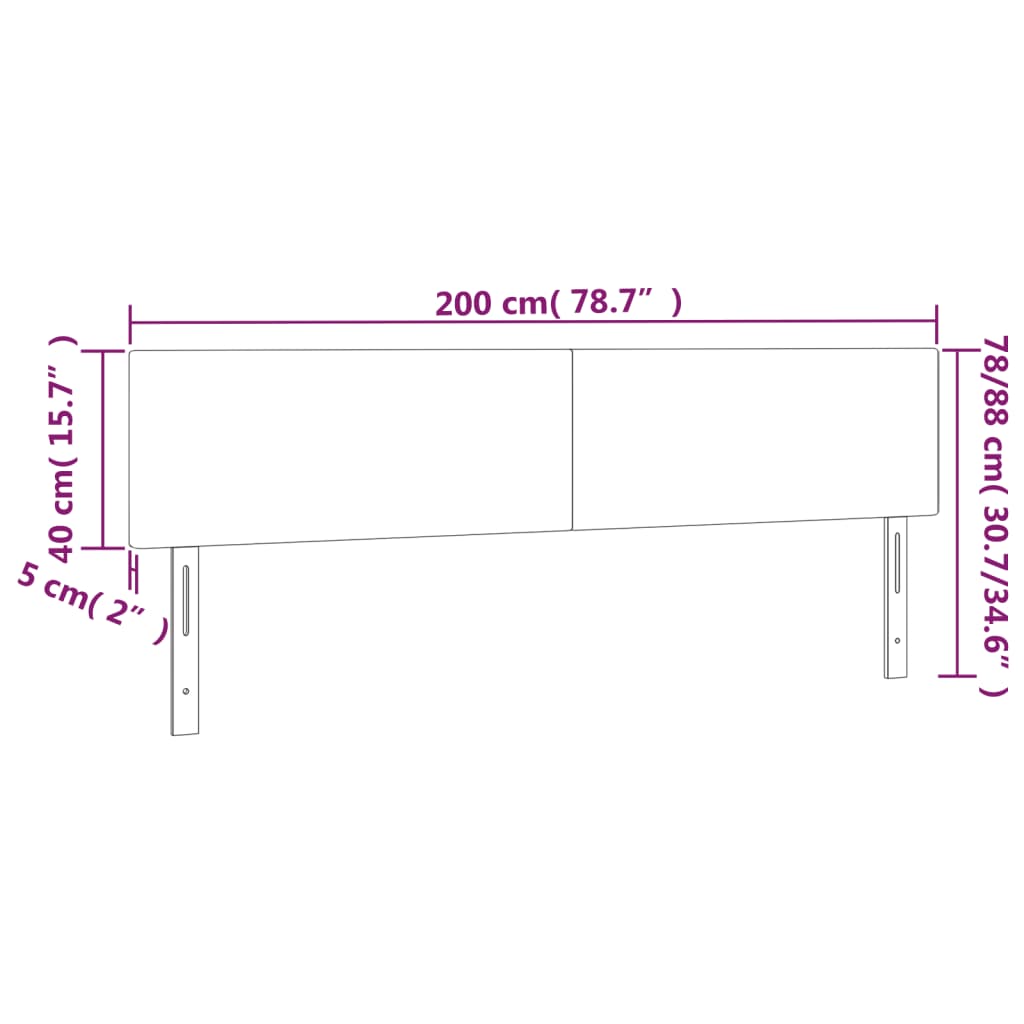 Hoofdborden 2 St 00X5X78/88 Cm Fluweel Donkergrijs 200 cm Laag