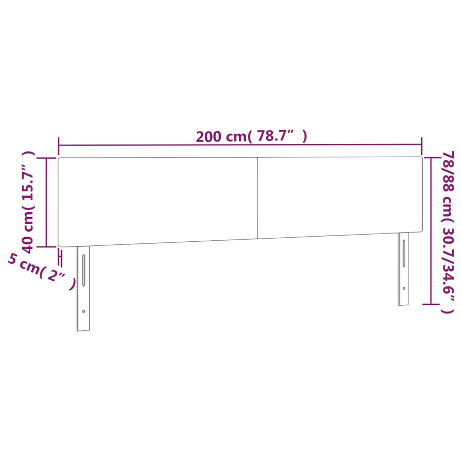 Hoofdborden 2 St 00X5X78/88 Cm Fluweel Donkergrijs 200 cm Laag