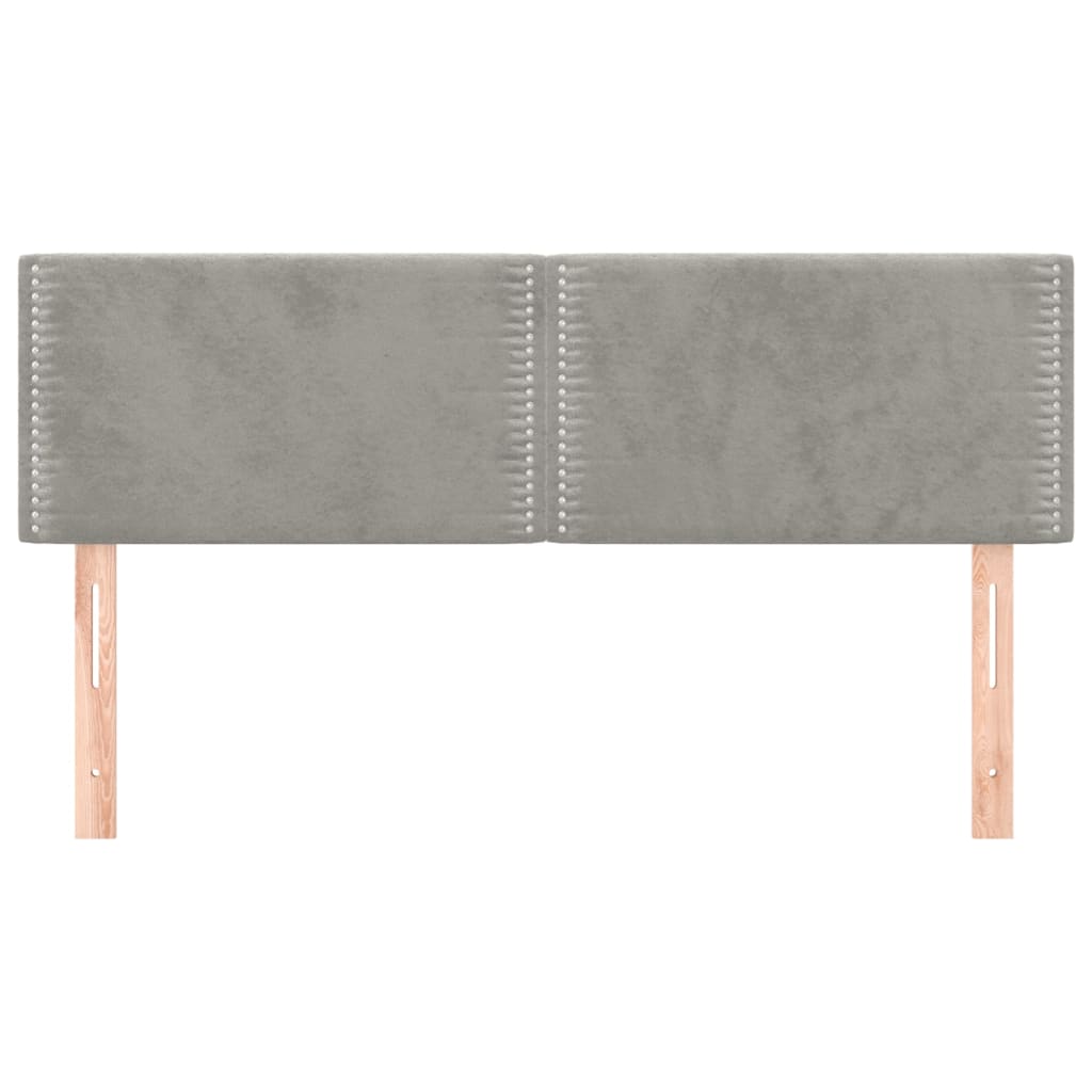 Hoofdborden 2 st 72x5x78/88 cm fluweel lichtgrijs 144 cm Laag