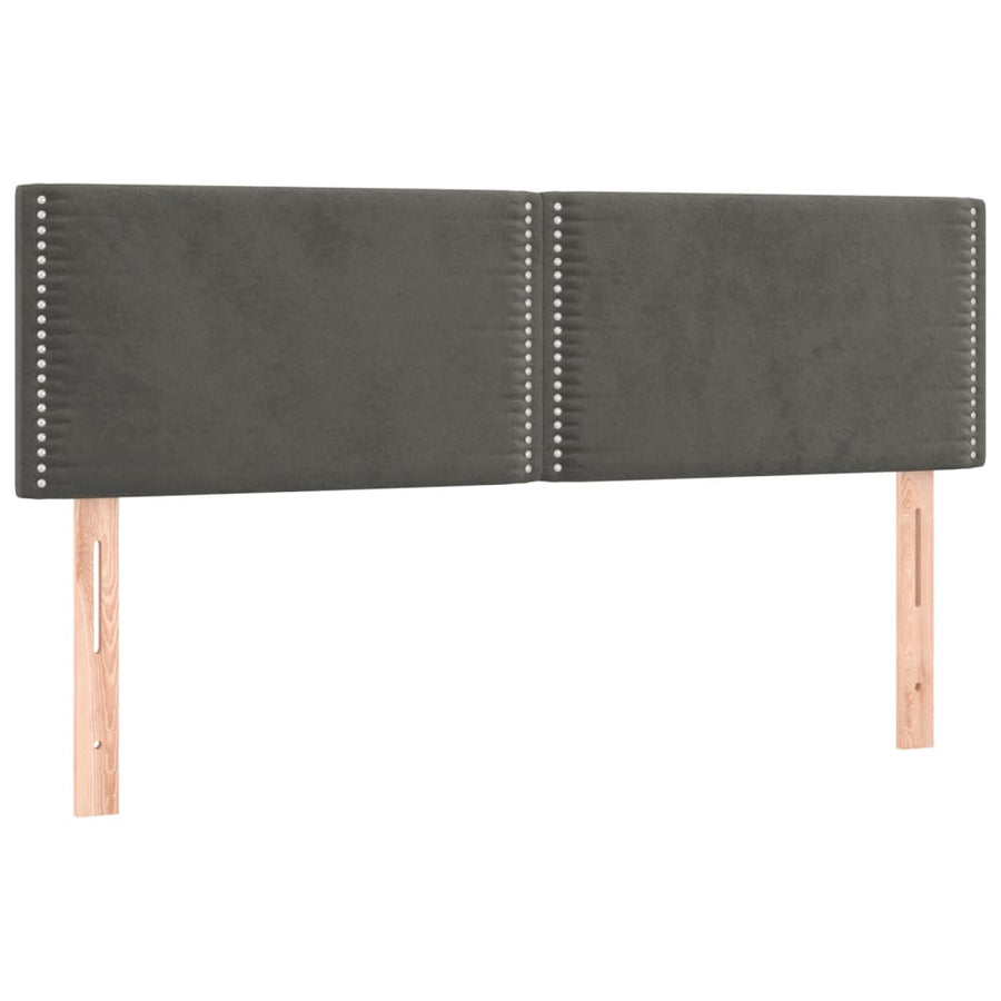 Hoofdborden 2 st 72x5x78/88 cm fluweel donkergrijs 144 cm Laag