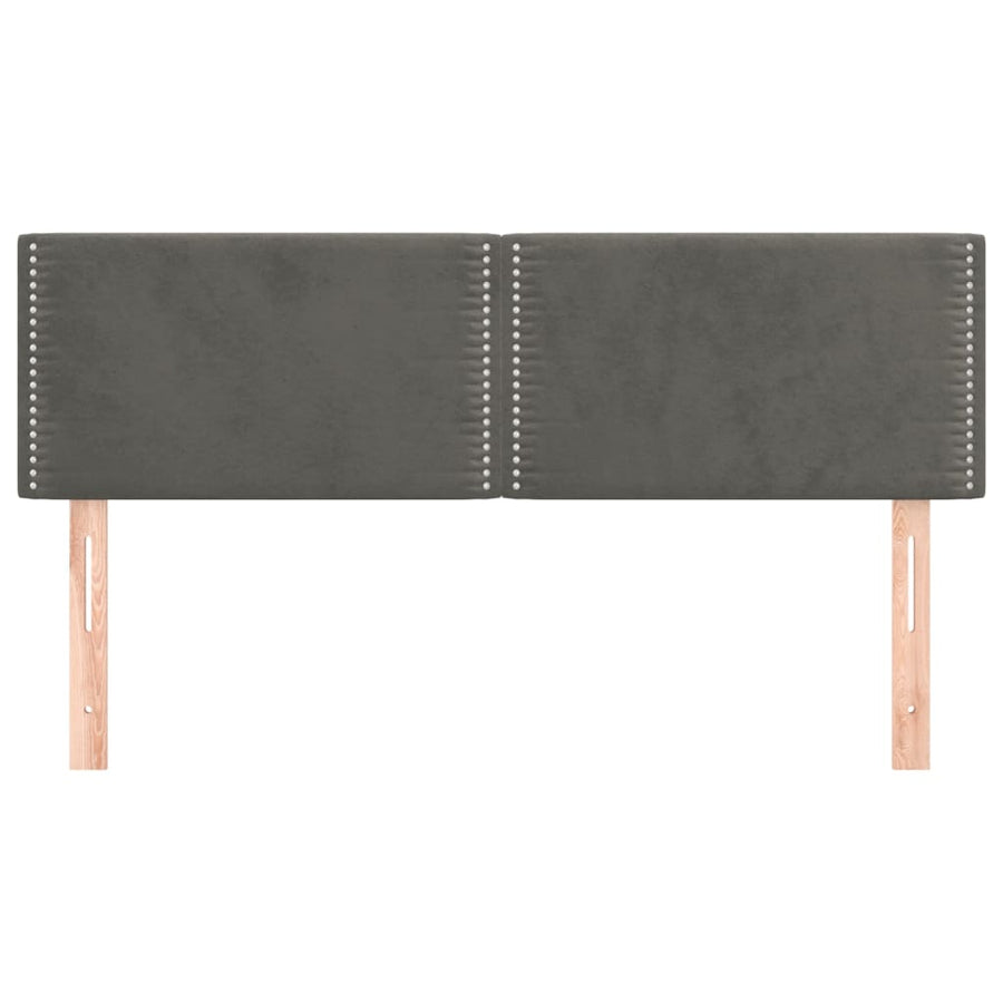 Hoofdborden 2 st 72x5x78/88 cm fluweel donkergrijs 144 cm Laag