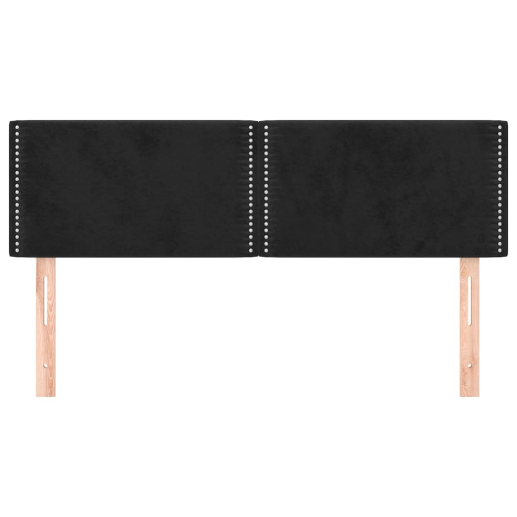 Hoofdborden 2 st 72x5x78/88 cm fluweel zwart 1 144 cm Zwart