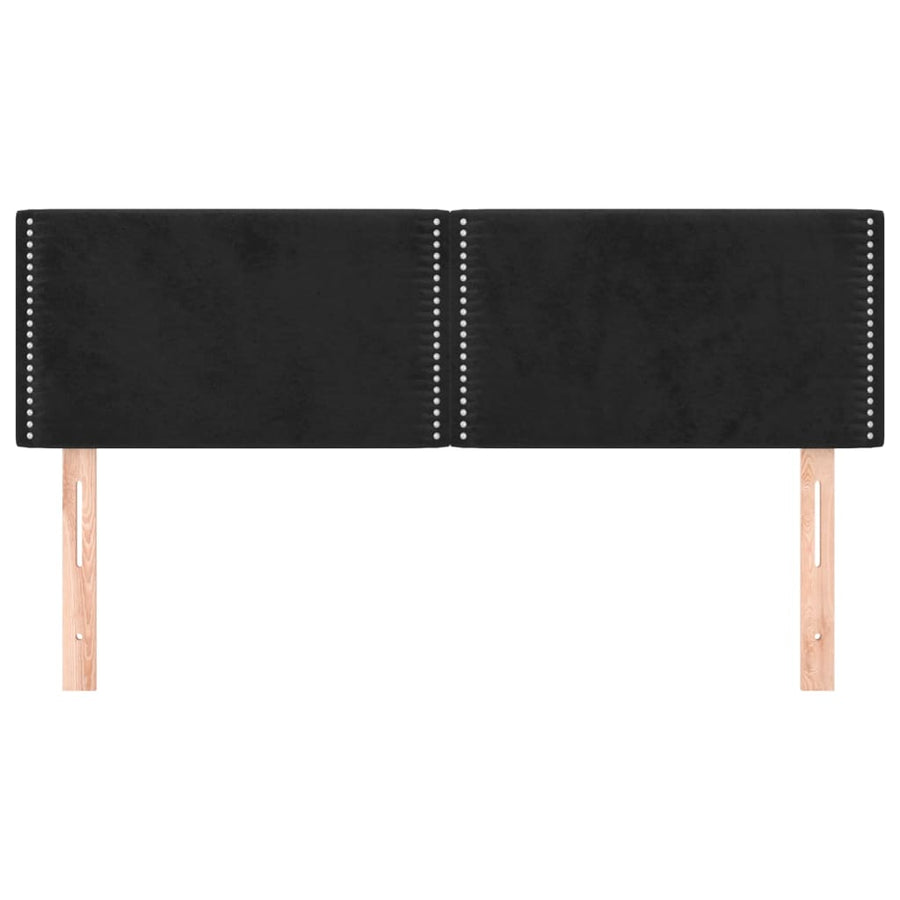 Hoofdborden 2 st 72x5x78/88 cm fluweel zwart 1 144 cm Zwart