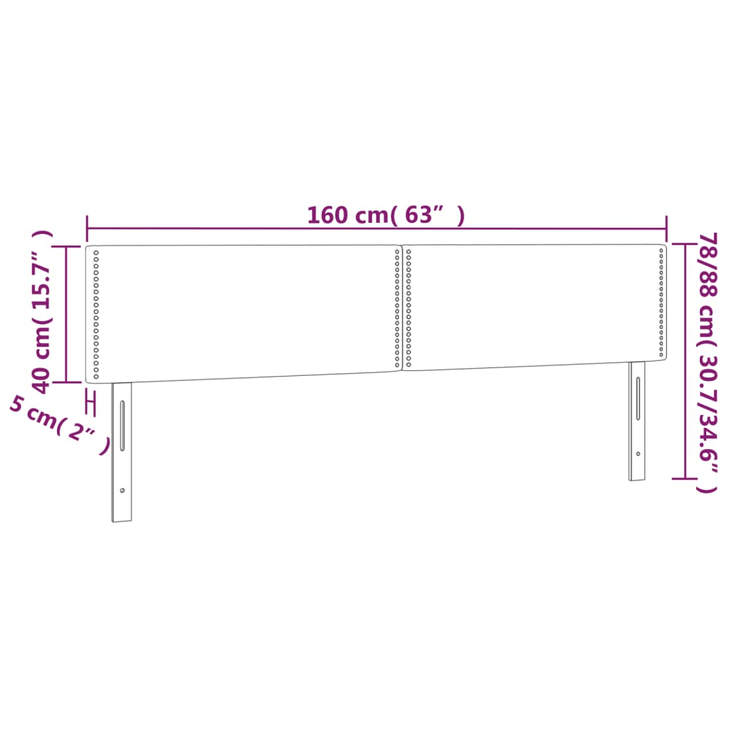 Hoofdborden 2 st 80x5x78/88 cm stof blauw 160 cm Laag