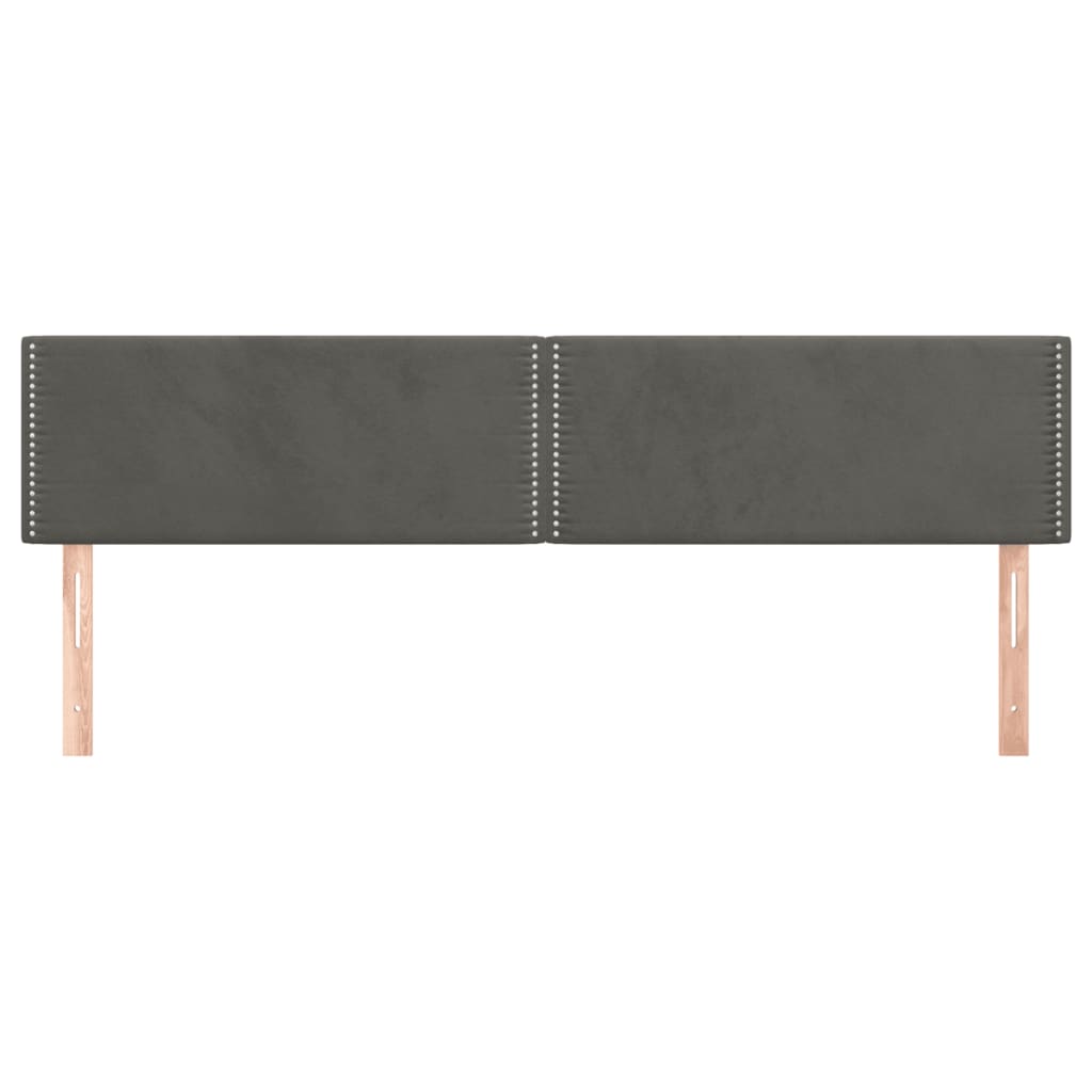Hoofdborden 2 st 80x5x78/88 cm fluweel donkergrijs 160 cm Laag