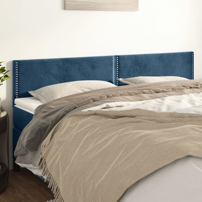 Hoofdborden 2 st 80x5x78/88 cm fluweel donkerblauw 1 160 cm Donkerblauw
