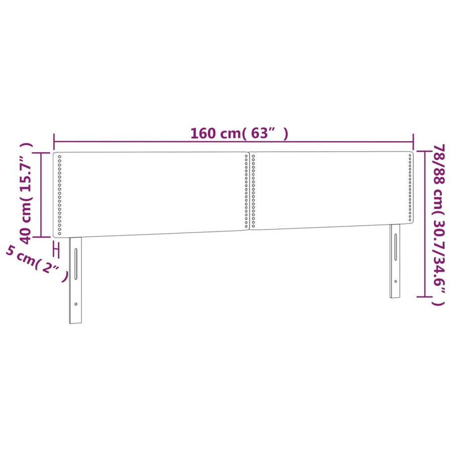 Hoofdborden 2 St 80X5X78/88 Cm Fluweel Roze 160 cm Laag