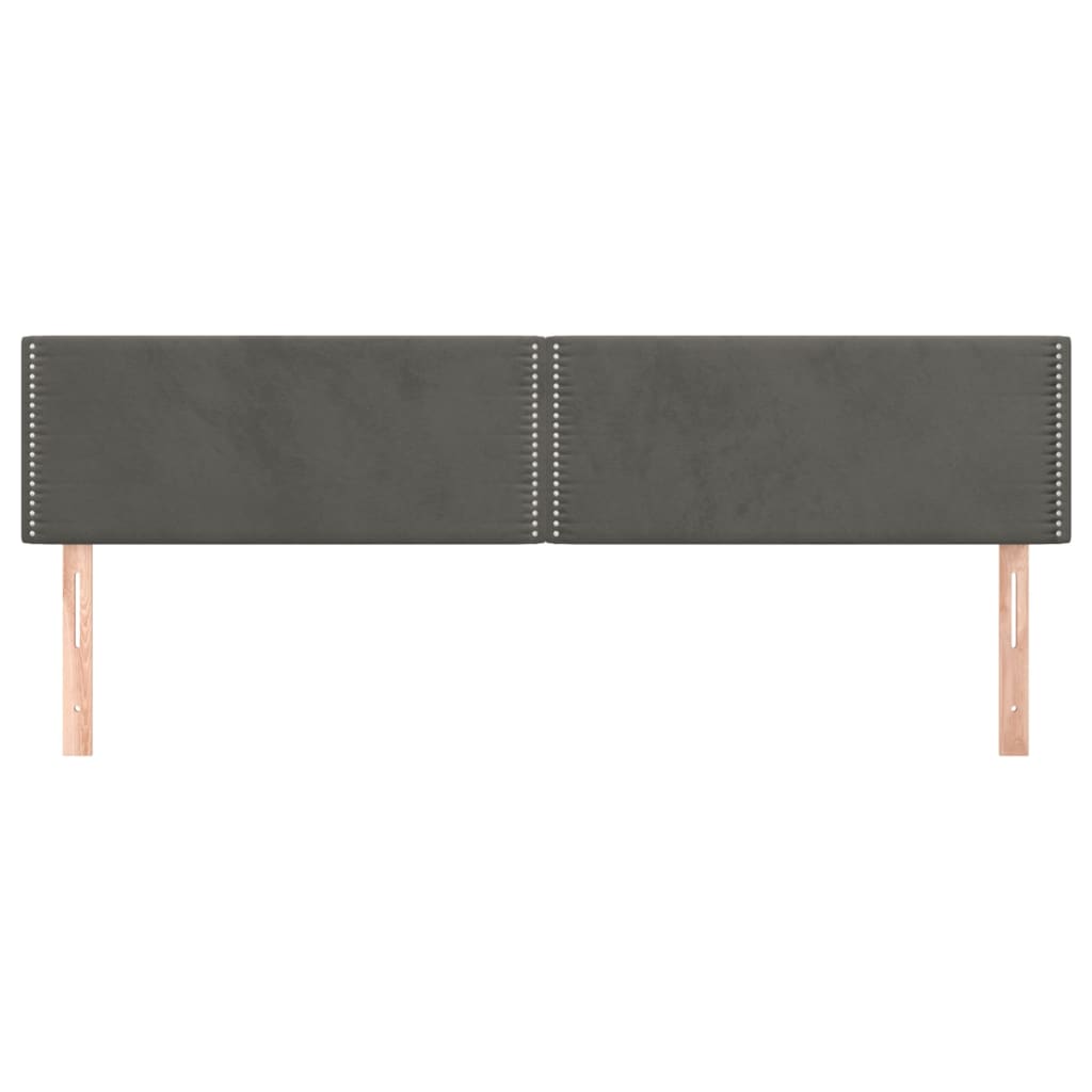 Hoofdborden 2 st 90x5x78/88 cm fluweel donkergrijs 180 cm Laag