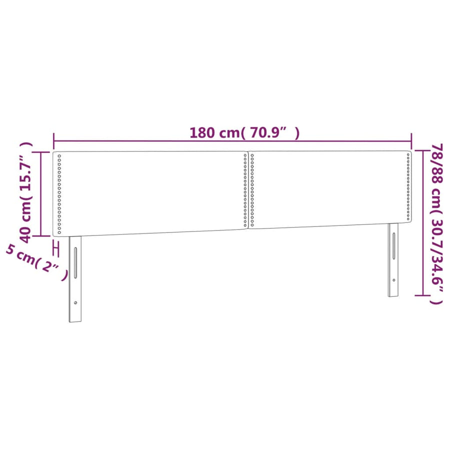 Hoofdborden 2 St 90X5X78/88 Cm Fluweel Roze 180 cm Laag