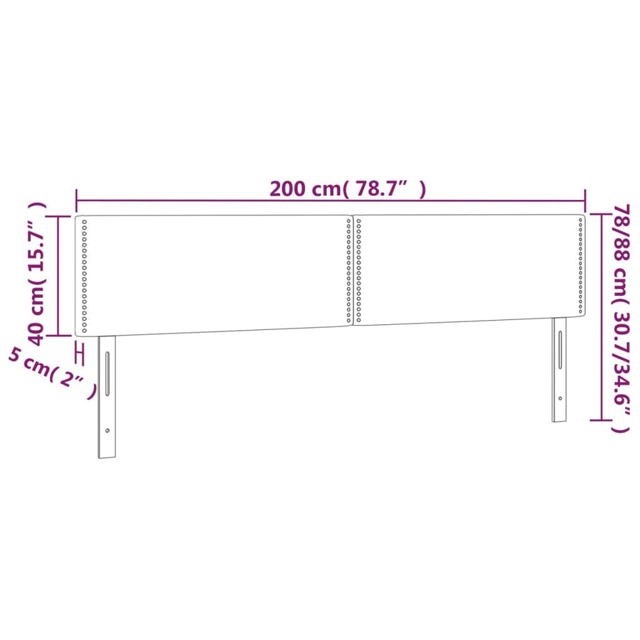 Hoofdborden 2 st 100 x 5 x 78/88 cm stof lichtgrijs 200 cm Laag