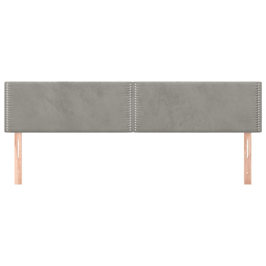 Hoofdborden 2 st 100 x 5 x 78/88 cm fluweel lichtgrijs 200 cm Laag