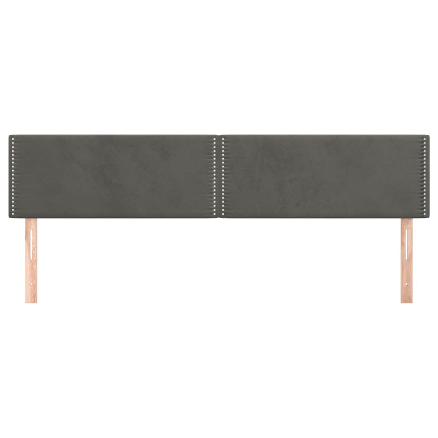 Hoofdborden 2 st 100x5x78/88 cm fluweel donkergrijs 200 cm Laag