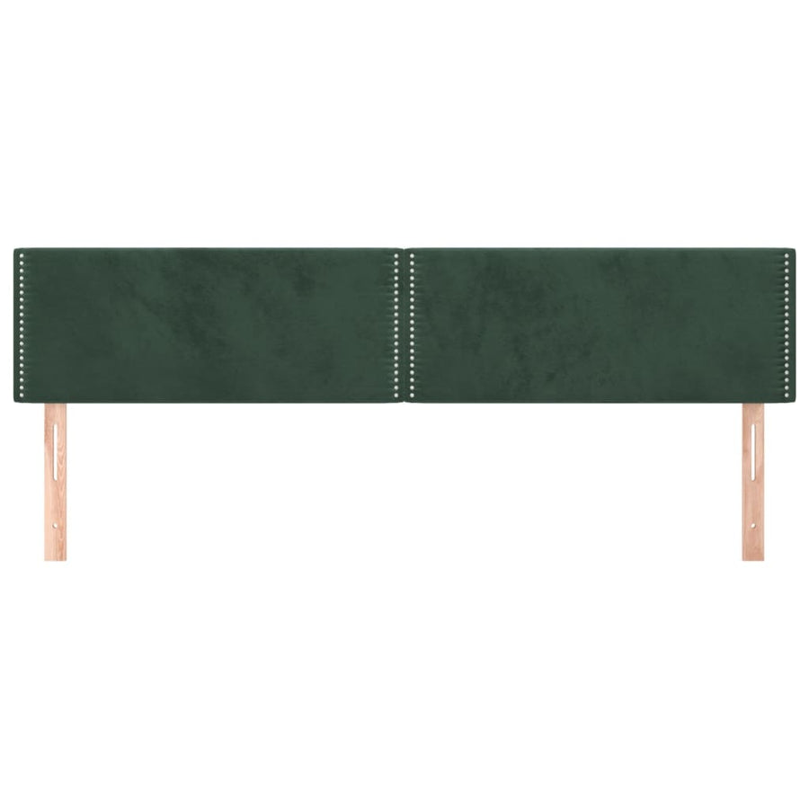 Hoofdborden 2 st 100x5x78/88 cm fluweel donkergroen 200 cm Laag