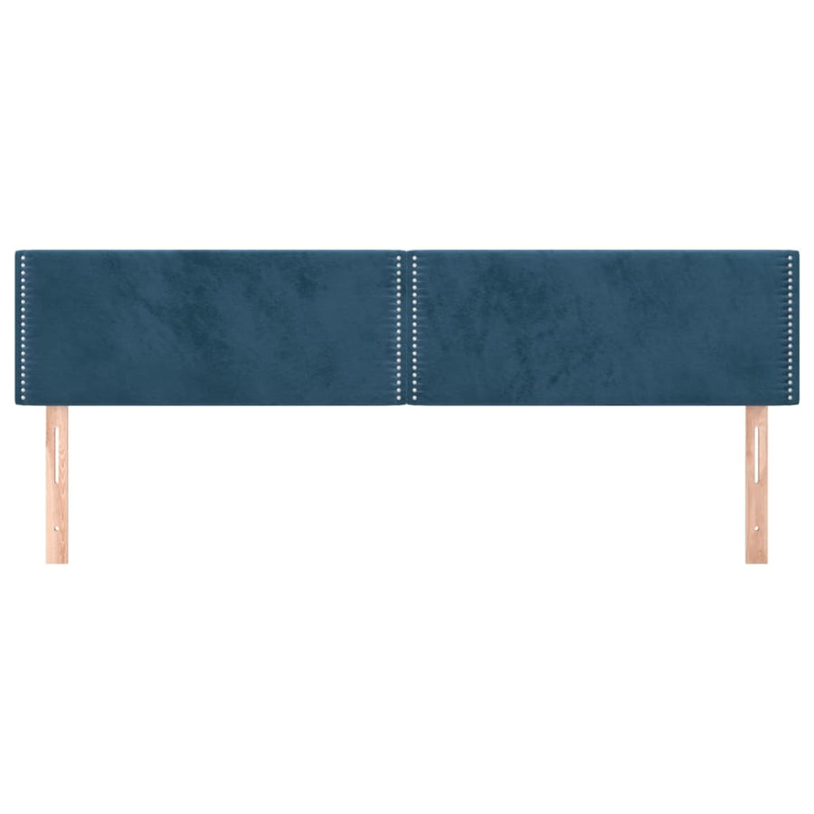 Hoofdborden 2 st 100x5x78/88 cm fluweel donkerblauw 200 cm Laag