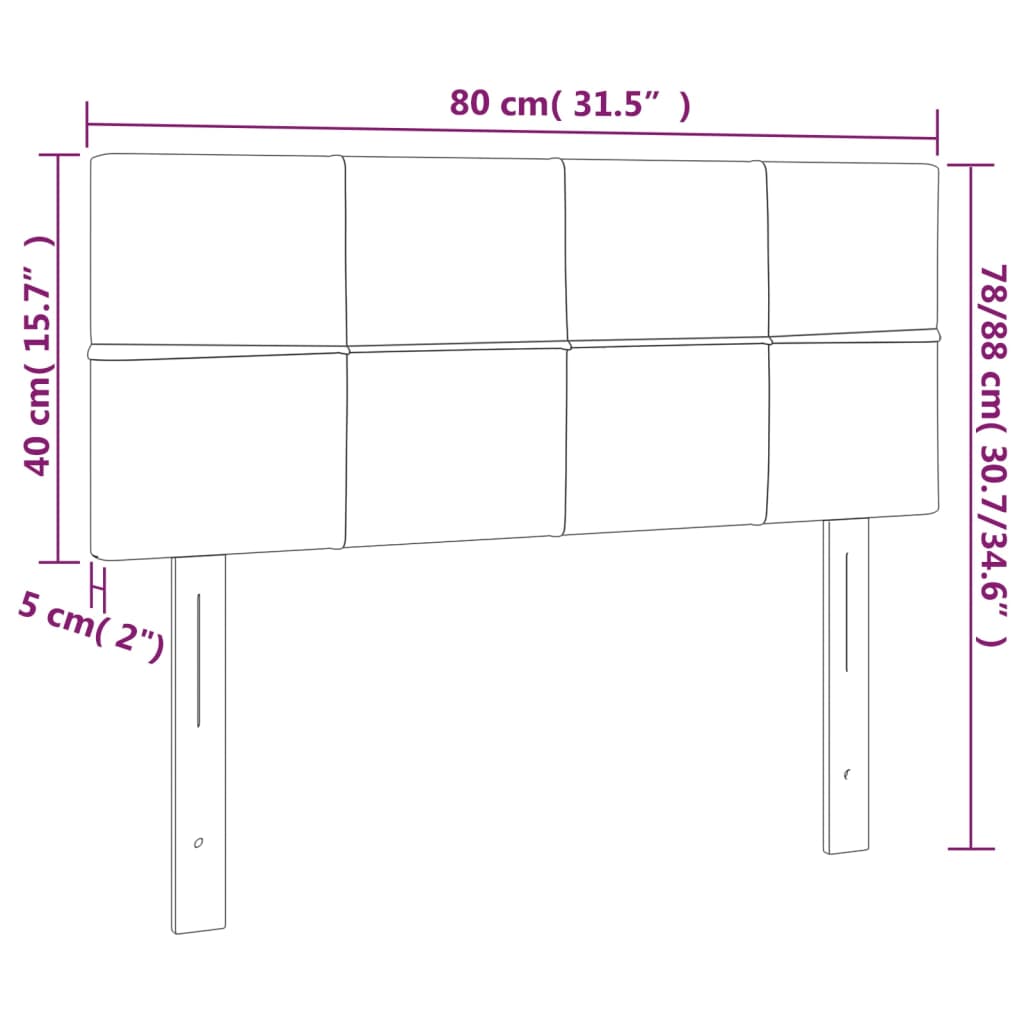Hoofdbord 80x5x78/88 cm stof lichtgrijs 1 80 cm Lichtgrijs