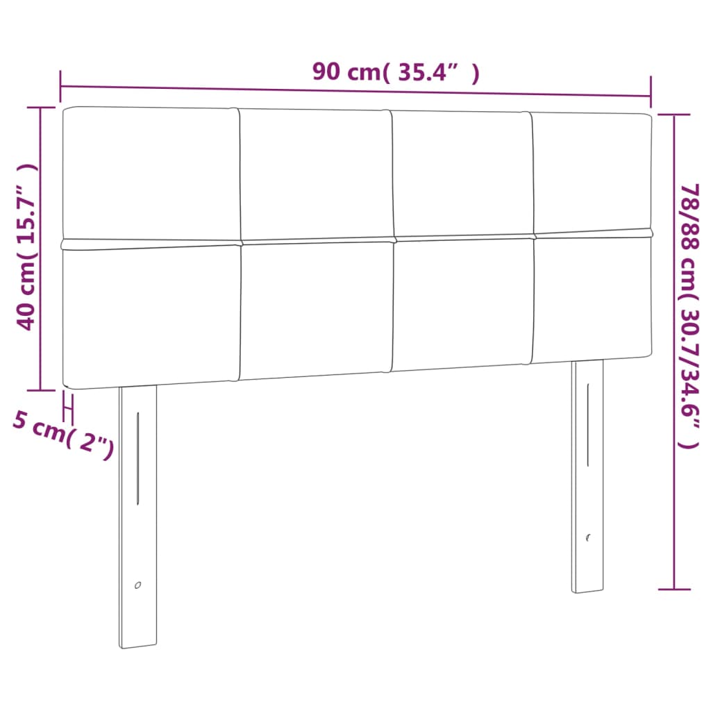 Hoofdbord 90X5X78/88 Cm Fluweel Zwart 90 cm Laag