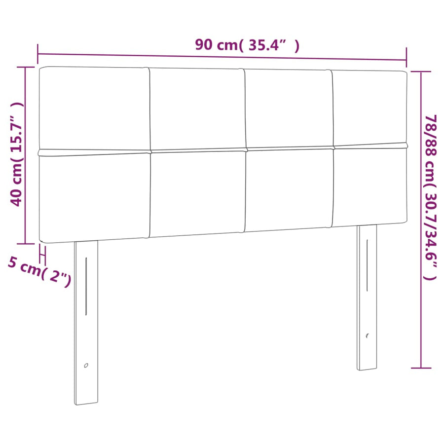 Hoofdbord 90X5X78/88 Cm Fluweel Roze 90 cm Laag