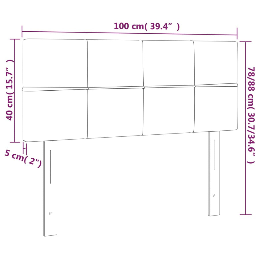 Hoofdbord 100x5x78/88 cm stof zwart 100 cm Laag