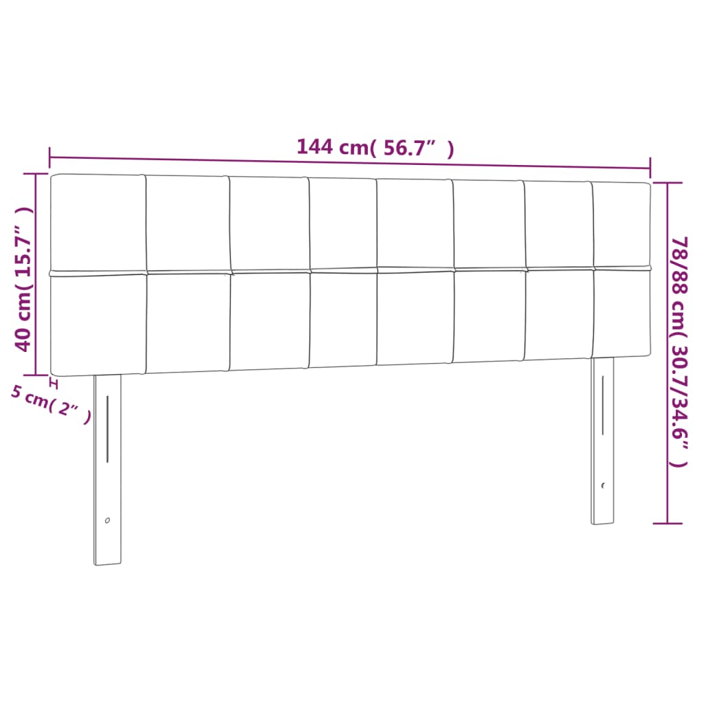 Hoofdborden 2 st 72x5x78/88 cm stof zwart 144 cm Laag