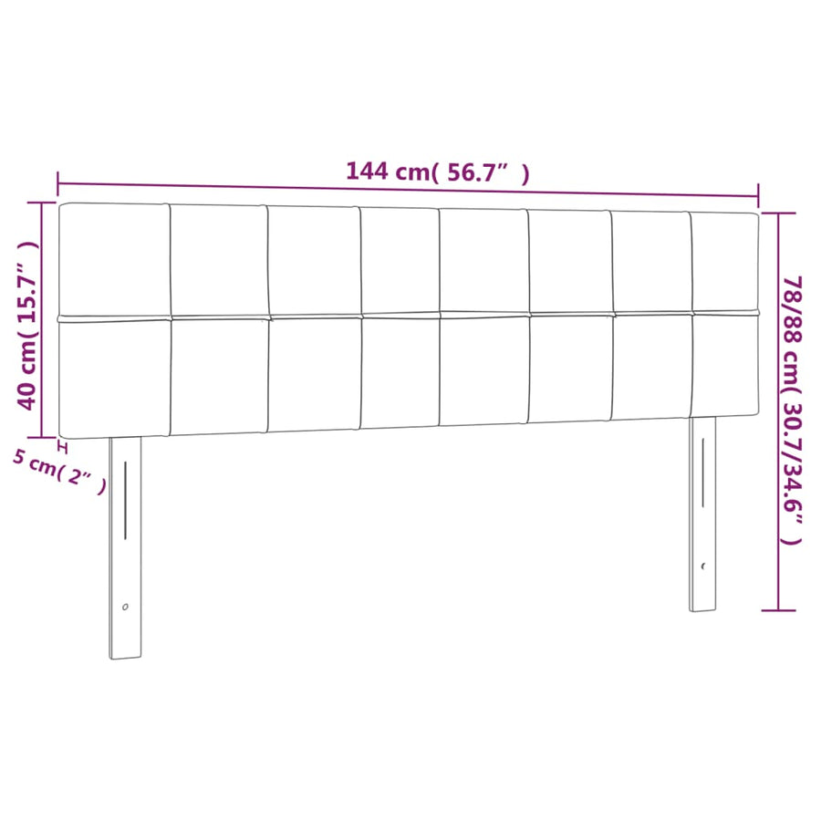 Hoofdborden 2 st 72x5x78/88 cm stof zwart 144 cm Laag