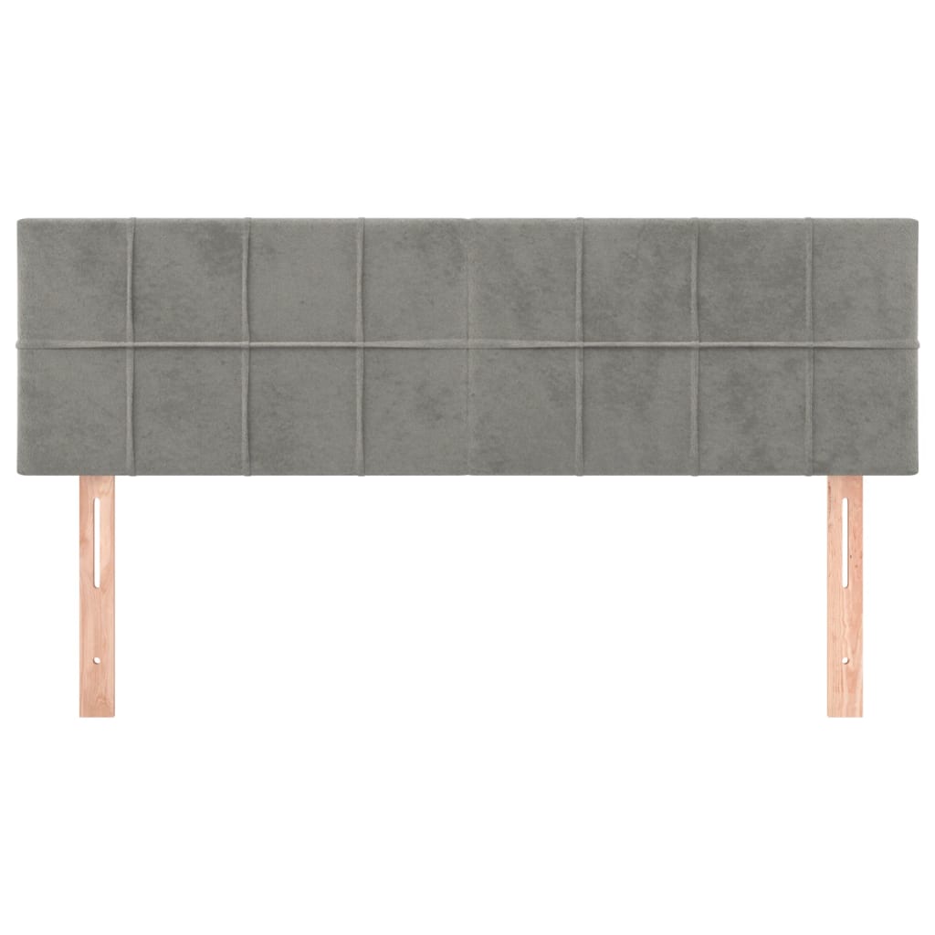 Hoofdborden 2 St 72X5X78/88 Cm Fluweel Lichtgrijs 144 cm Laag