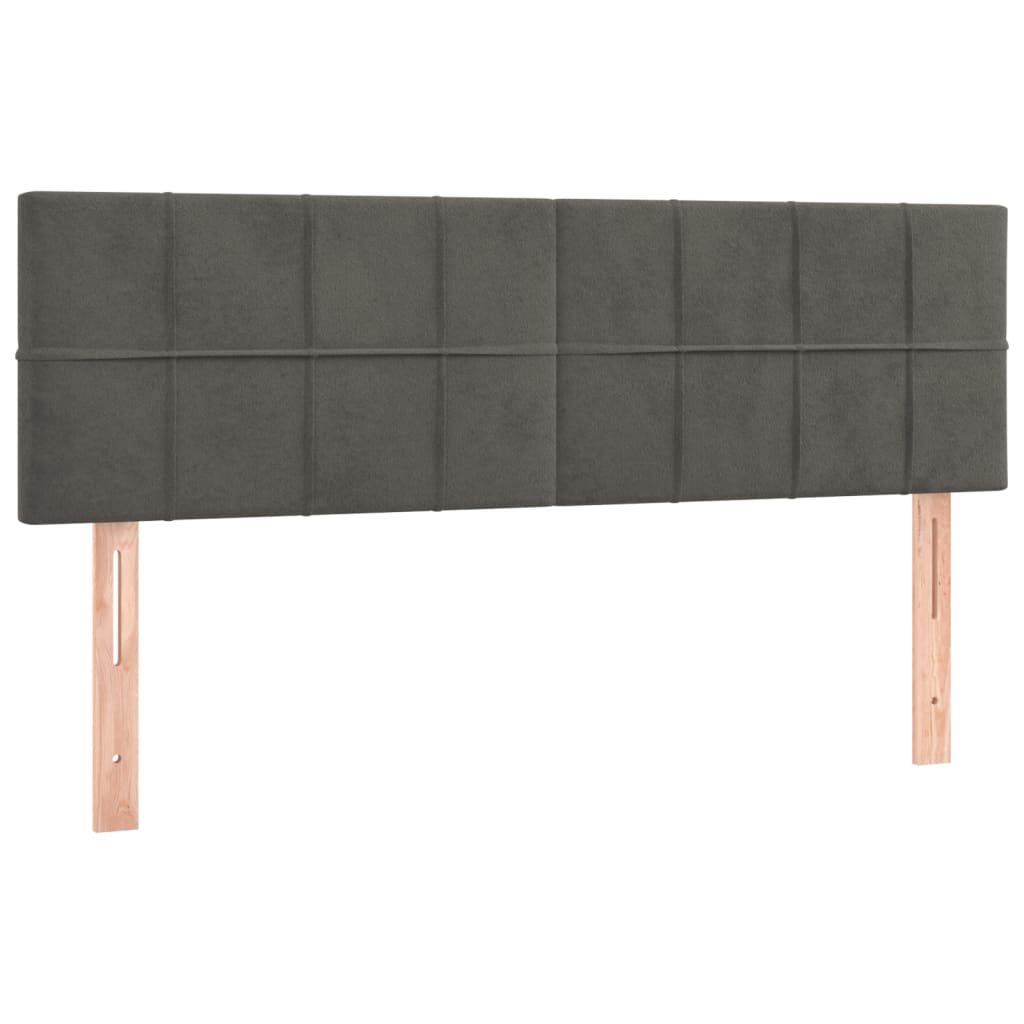 Hoofdborden 2 St 72X5X78/88 Cm Fluweel Donkergrijs 144 cm Laag