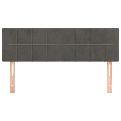 Hoofdborden 2 St 72X5X78/88 Cm Fluweel Donkergrijs 144 cm Laag