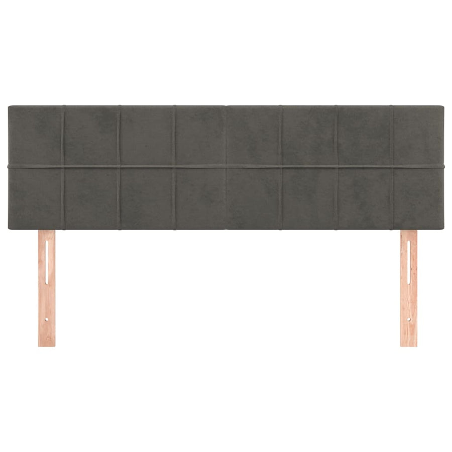 Hoofdborden 2 St 72X5X78/88 Cm Fluweel Donkergrijs 144 cm Laag