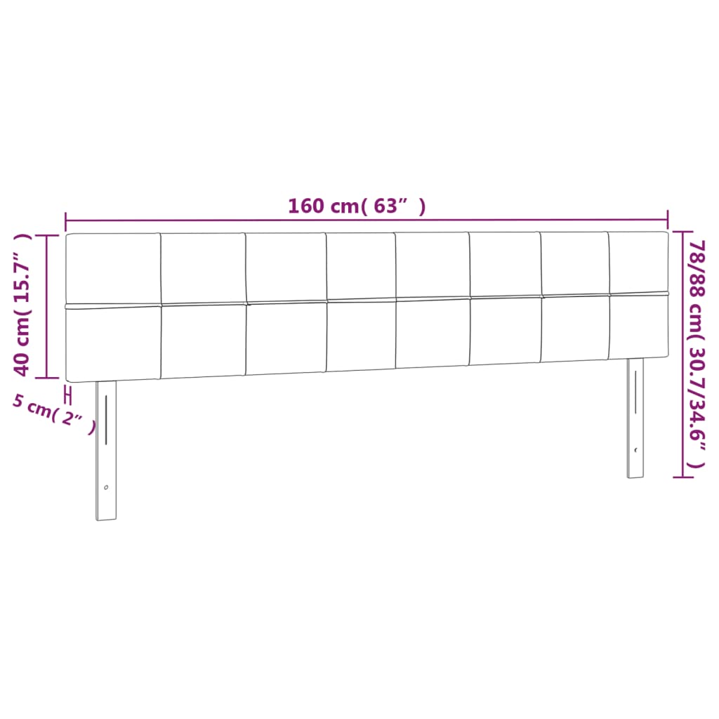 Hoofdborden 2 st 80x5x78/88 cm stof crèmekleurig 1 160 cm Crème