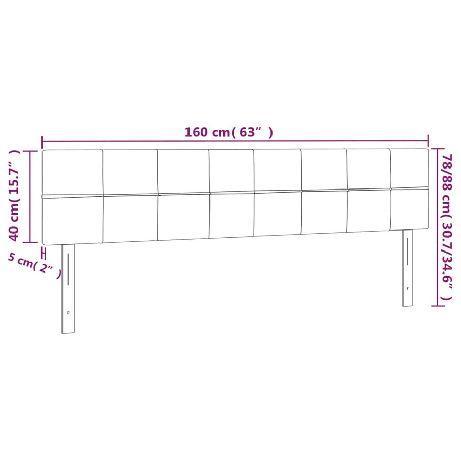 Hoofdborden 2 St 80X5X78/88 Cm Fluweel Donkerblauw 160 cm Laag