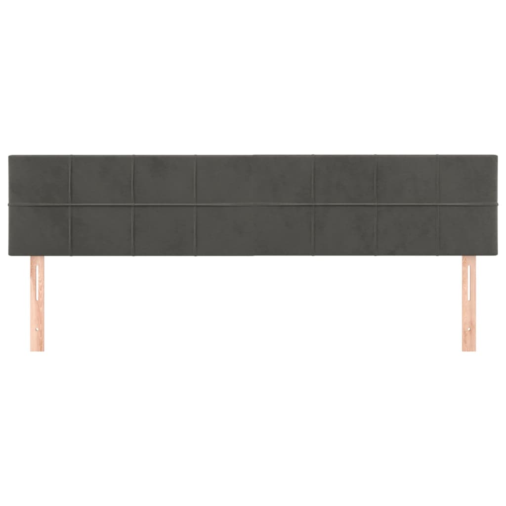 Hoofdborden 2 St 90X5X78/88 Cm Fluweel Donkergrijs 180 cm Laag