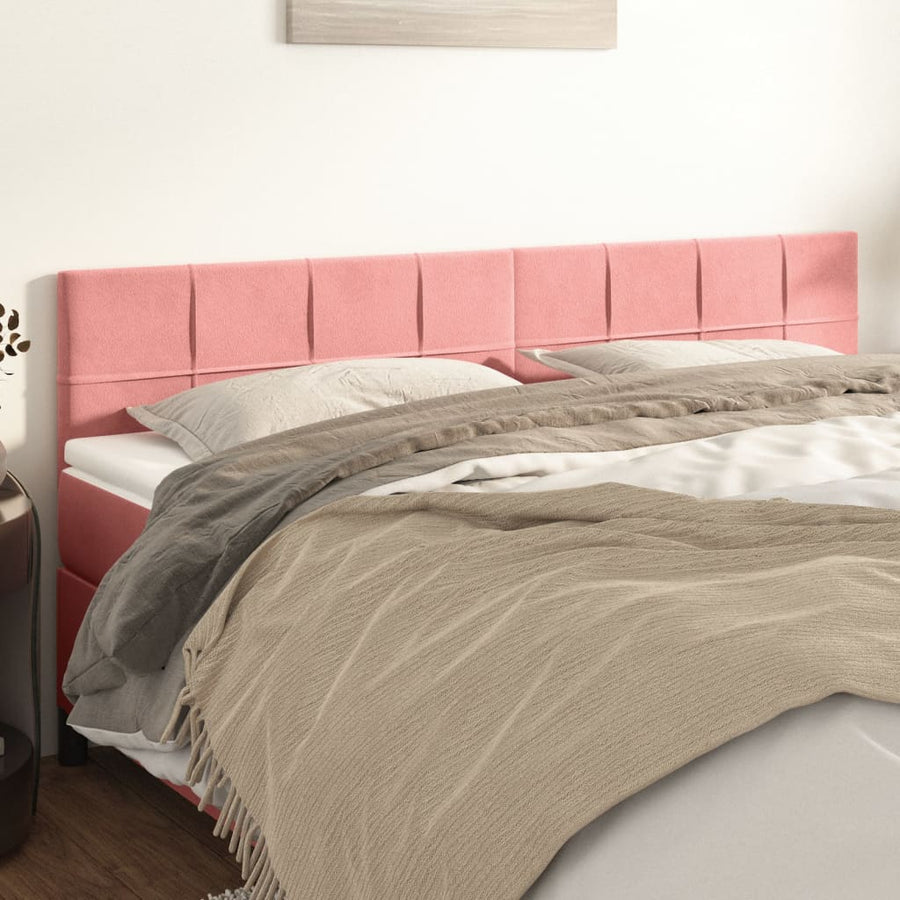 Hoofdborden 2 St 90X5X78/88 Cm Fluweel Roze 180 cm Laag