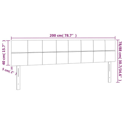 Hoofdborden 2 st 100 x 5 x 78/88 cm stof lichtgrijs 200 cm Laag